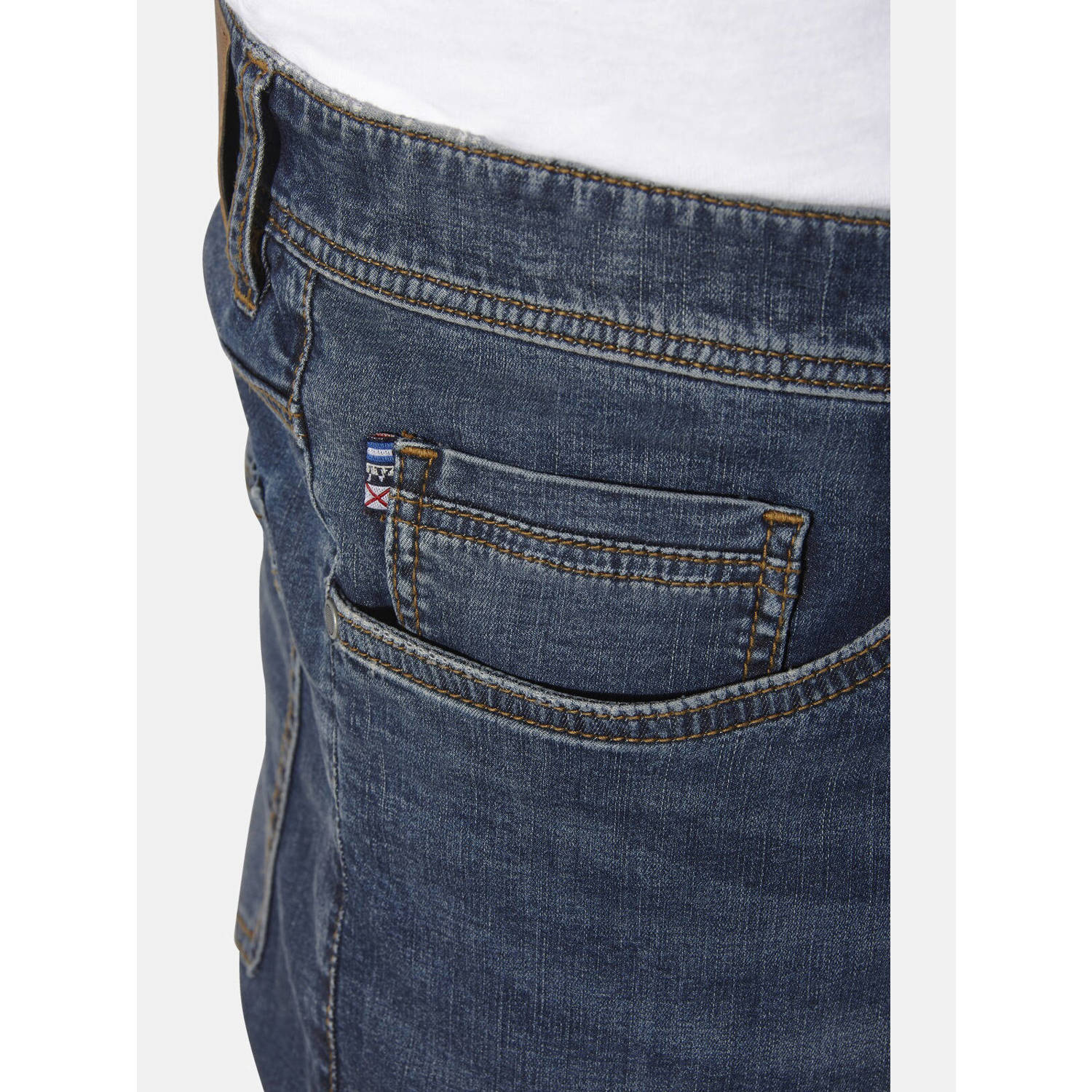 Jan Vanderstorm loose denim bermuda short BROLLE Plus Size dark blue denim
