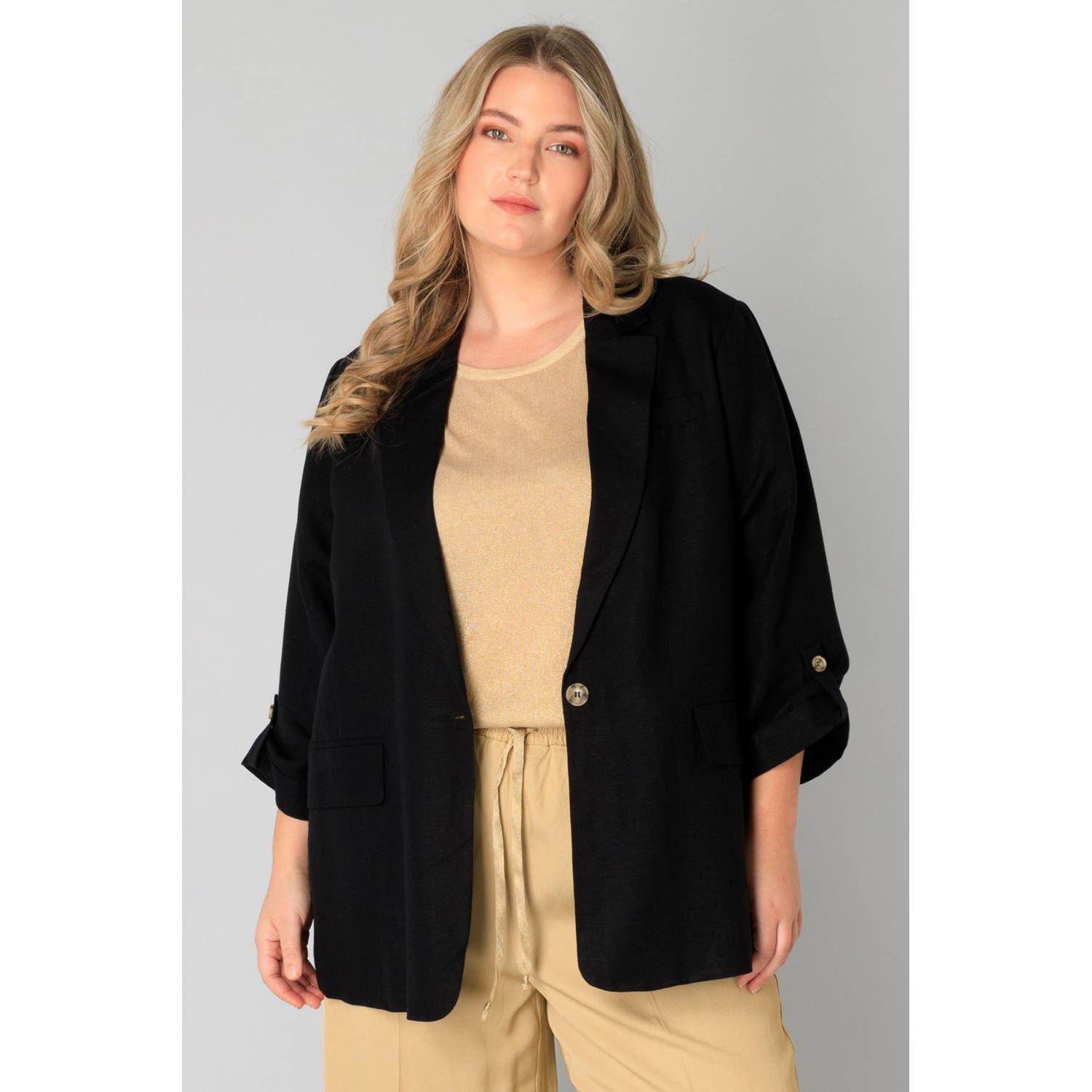 Yesta regular blazer zwart