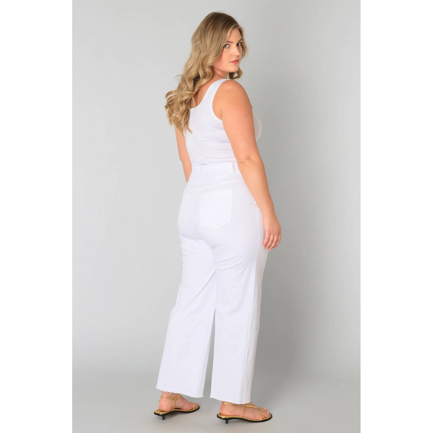 Yesta straight regular waist pantalon wit