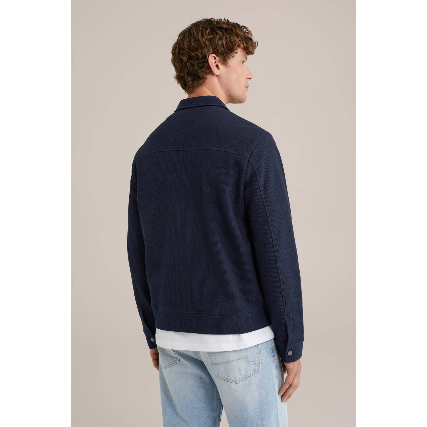 WE Fashion sweatvest met textuur donkerblauw