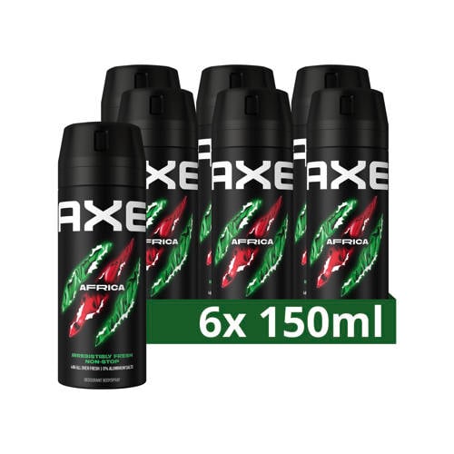 Wehkamp Axe Africa deodorant bodyspray - 6 x 150 ml aanbieding