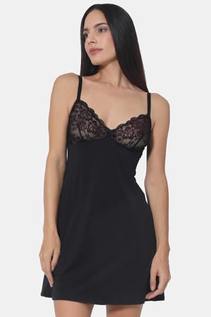 slipdress Winter Night zwart/rood