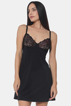 slipdress Winter Night zwart/rood