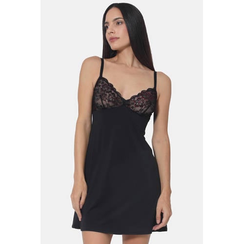 Sassa Mode slipdress Winter Night zwart/rood afbeelding