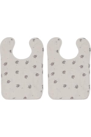 slabbetje Little Charm - ecru/grijs (set van 2)