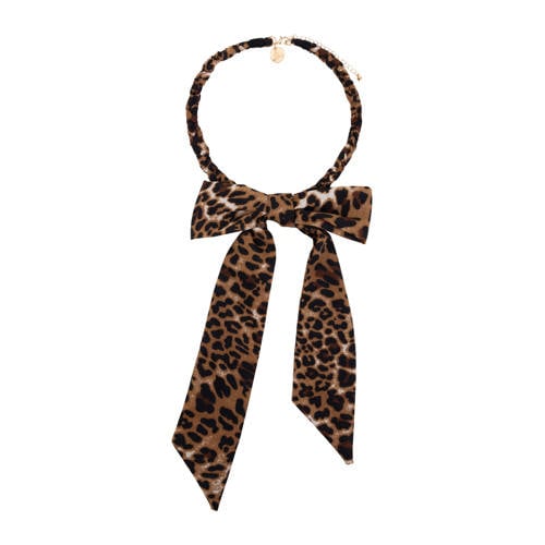 Life of Bulu ketting met strik en panterprint bruin afbeelding