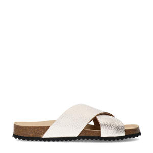 leren slippers goud