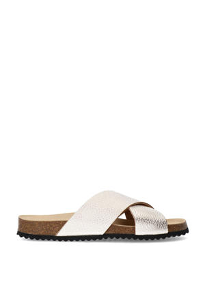   leren slippers goud