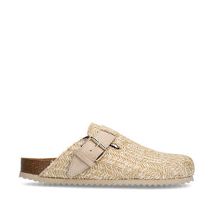   raffia clogs beige