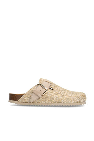   raffia clogs beige