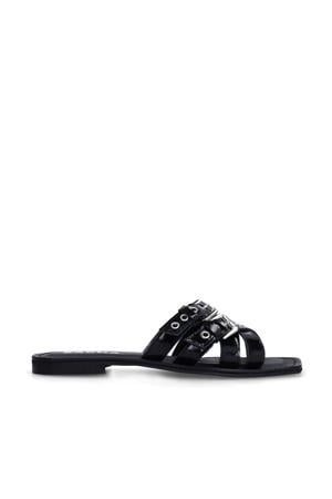 lakleren slippers zwart