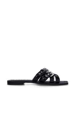 lakleren slippers zwart