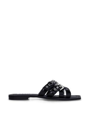 lakleren slippers zwart