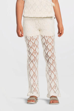 crochet flared broek crème