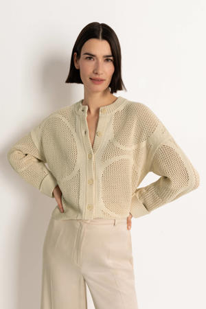 vest beige grof gebreid