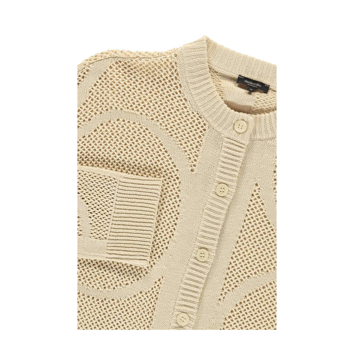 Claudia Sträter vest beige grof gebreid