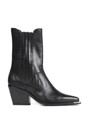 next-low-kole leren cowboylaarzen zwart