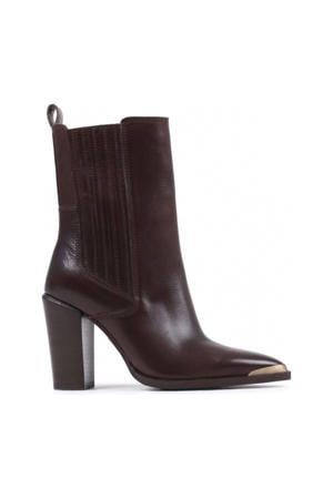New-americana leren enkellaarzen donkerbruin
