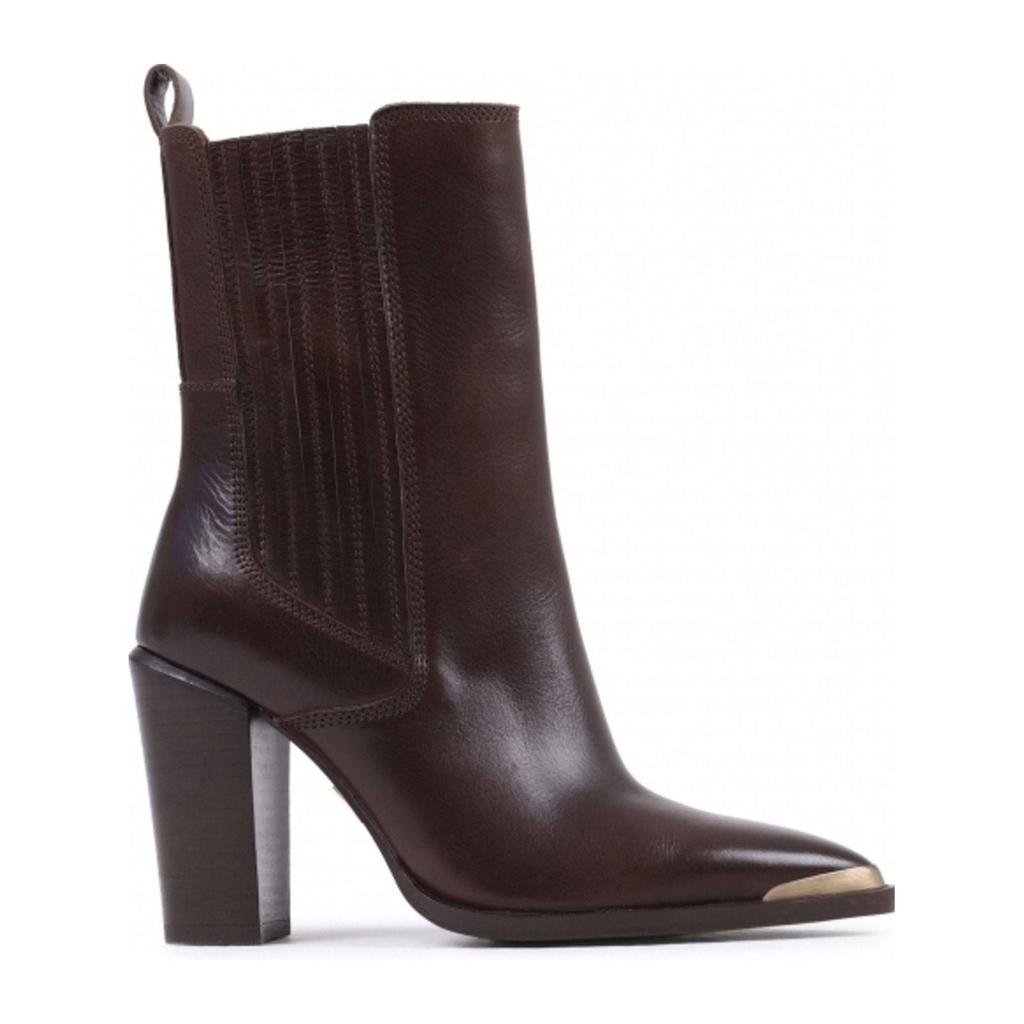Donkerblauwe dames BRONX New-americana leren enkellaarzen met elastische inzet
