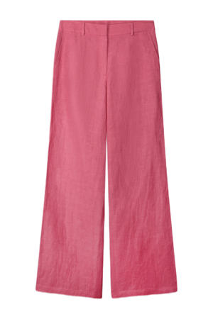 linnen wide leg regular waist casual broek roze
