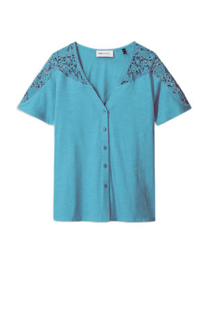 T-shirt blauw broderie
