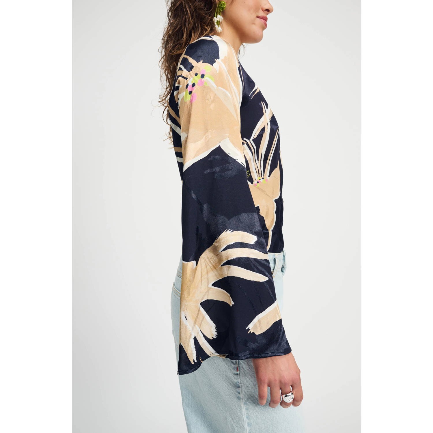 POM Amsterdam one shoulder top donkerblauw