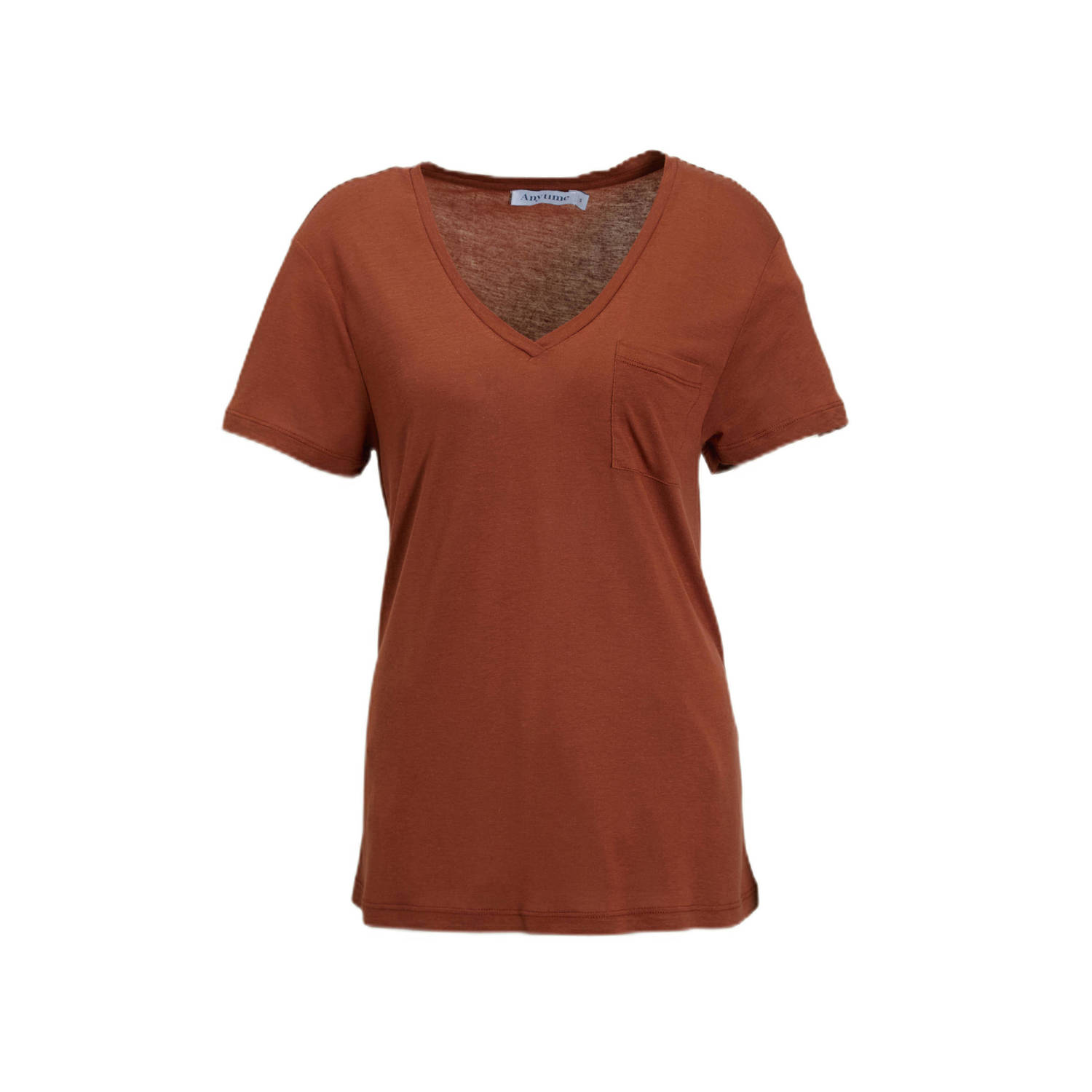 Anytime loose fit T-shirt met V-hals