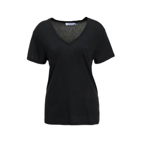 anytime loose fit T-shirt met V-hals zwart afbeelding