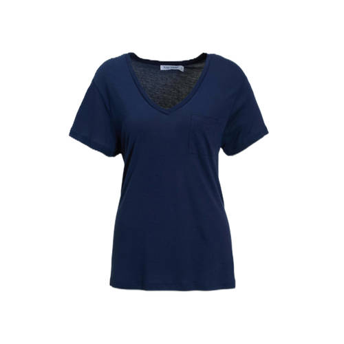 anytime loose fit T-shirt met V-hals donkerblauw afbeelding