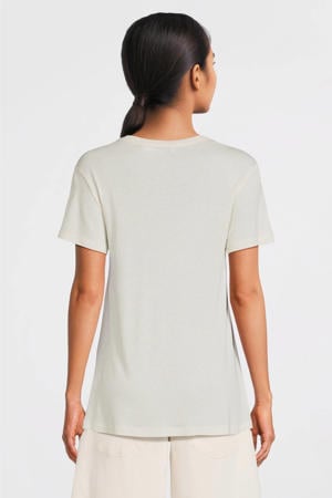 loose fit T-shirt met V-hals wit