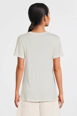 loose fit T-shirt met V-hals wit