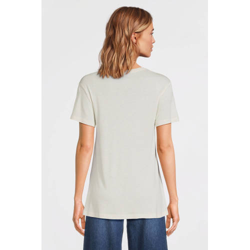 anytime loose fit T-shirt met V-hals wit afbeelding