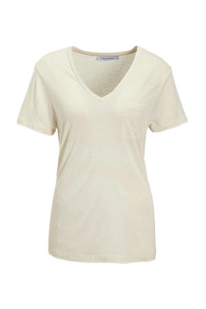 loose fit T-shirt met V-hals wit