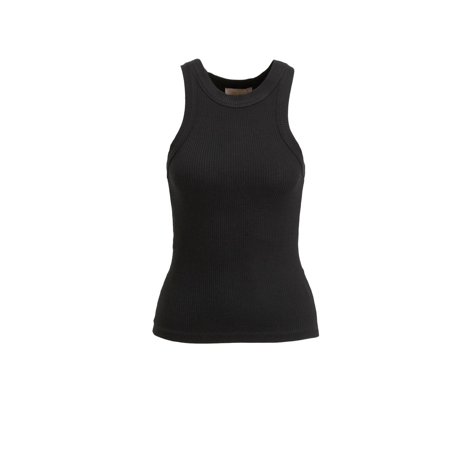 Ruby rib gebreid singlet zwart