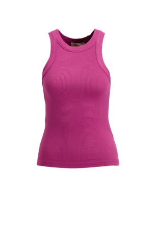 rib gebreid singlet magenta