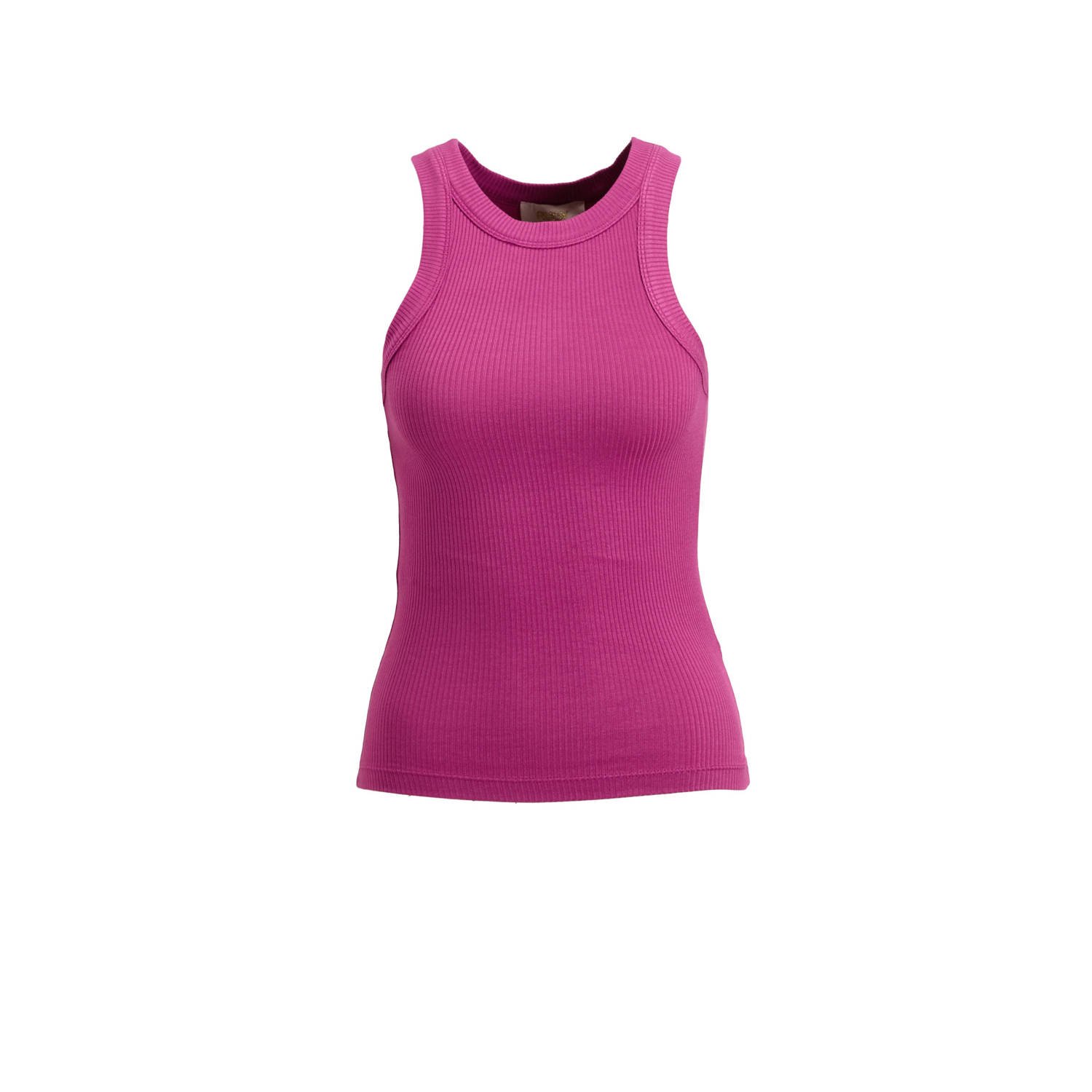 Ruby rib gebreid singlet magenta