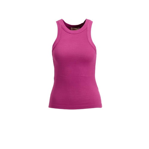 Ruby rib gebreid singlet magenta afbeelding