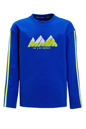 longsleeve met mountainprint blauw