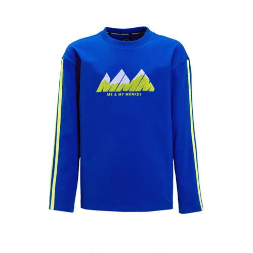 Me & My Monkey longsleeve met mountainprint blauw afbeelding