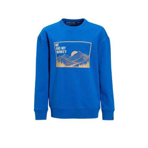 Me & My Monkey trui met printopdruk blauw afbeelding