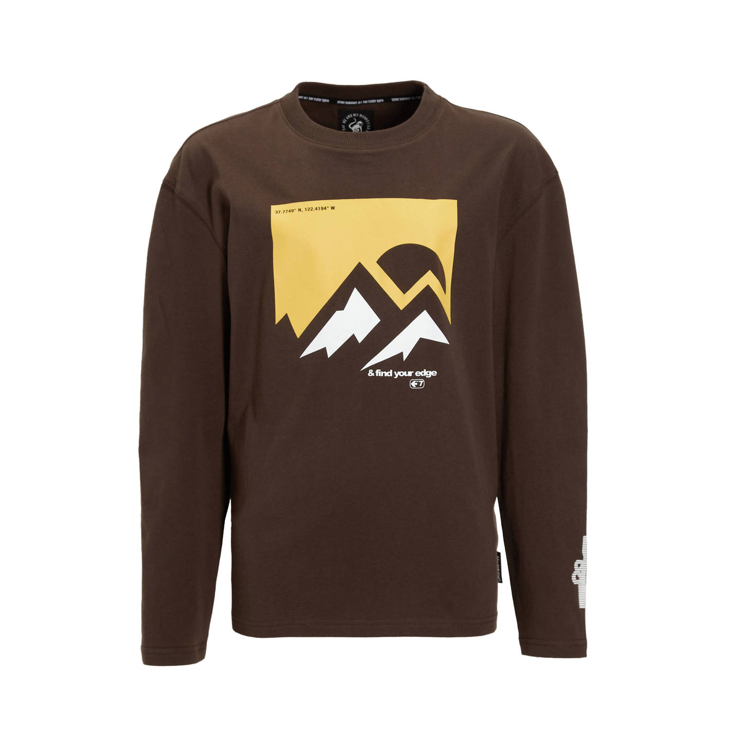 Me & My Monkey longsleeve met printopdruk donkerbruin