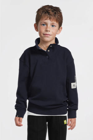 sweater met opstaande kraag donkerblauw