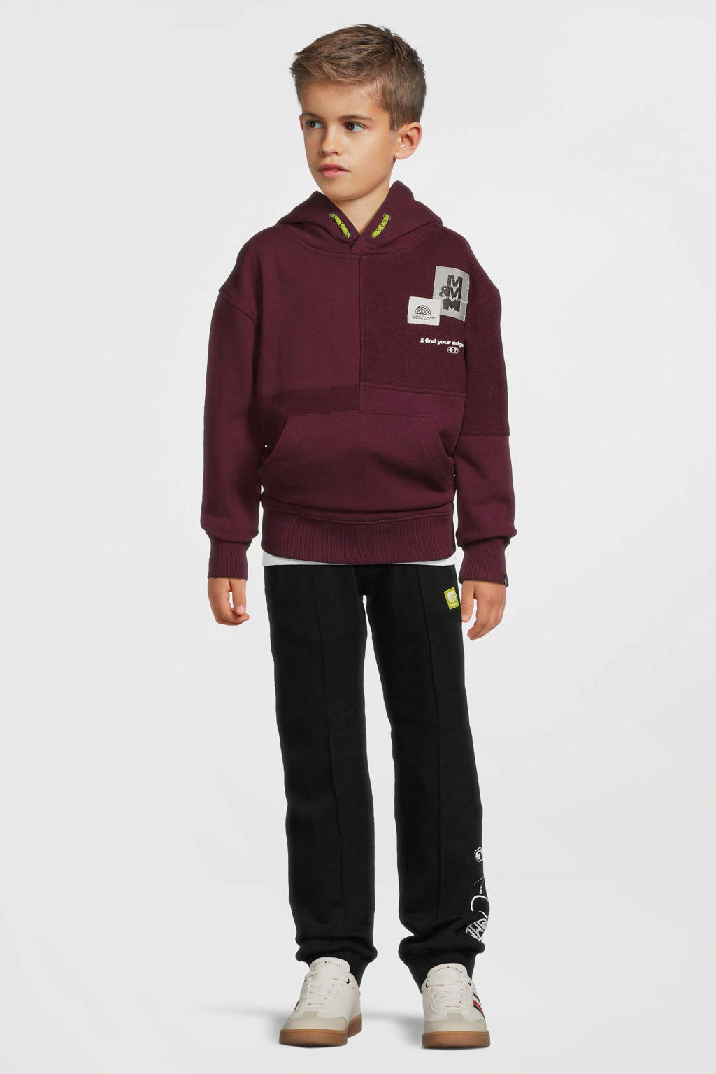 Rode jongens Me & My Monkey hoodie van sweat materiaal met lange mouwen en capuchon