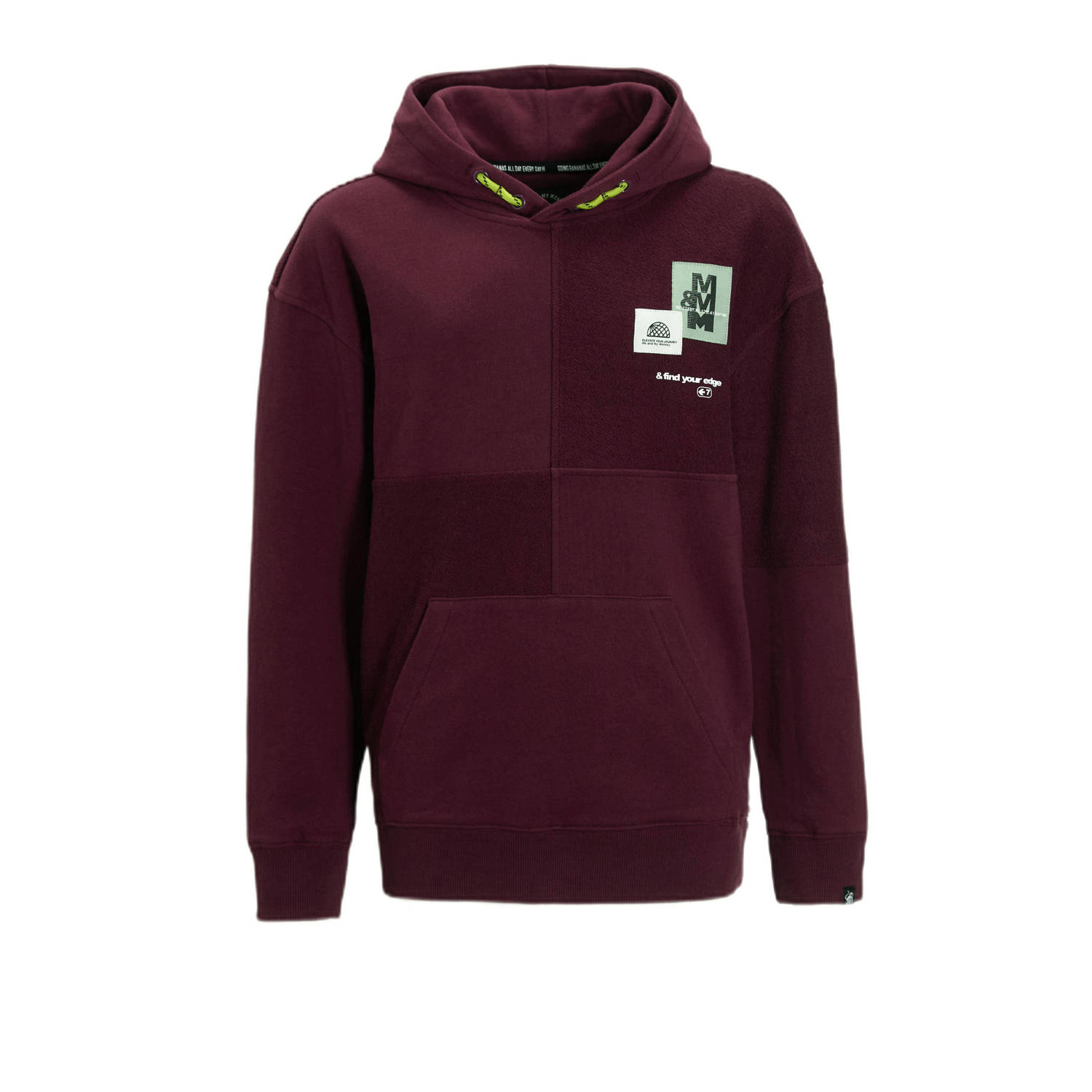 Me & My Monkey hoodie met patches bordeaux
