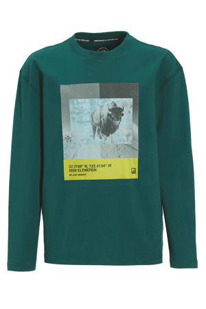 longsleeve met printopdruk donkergroen