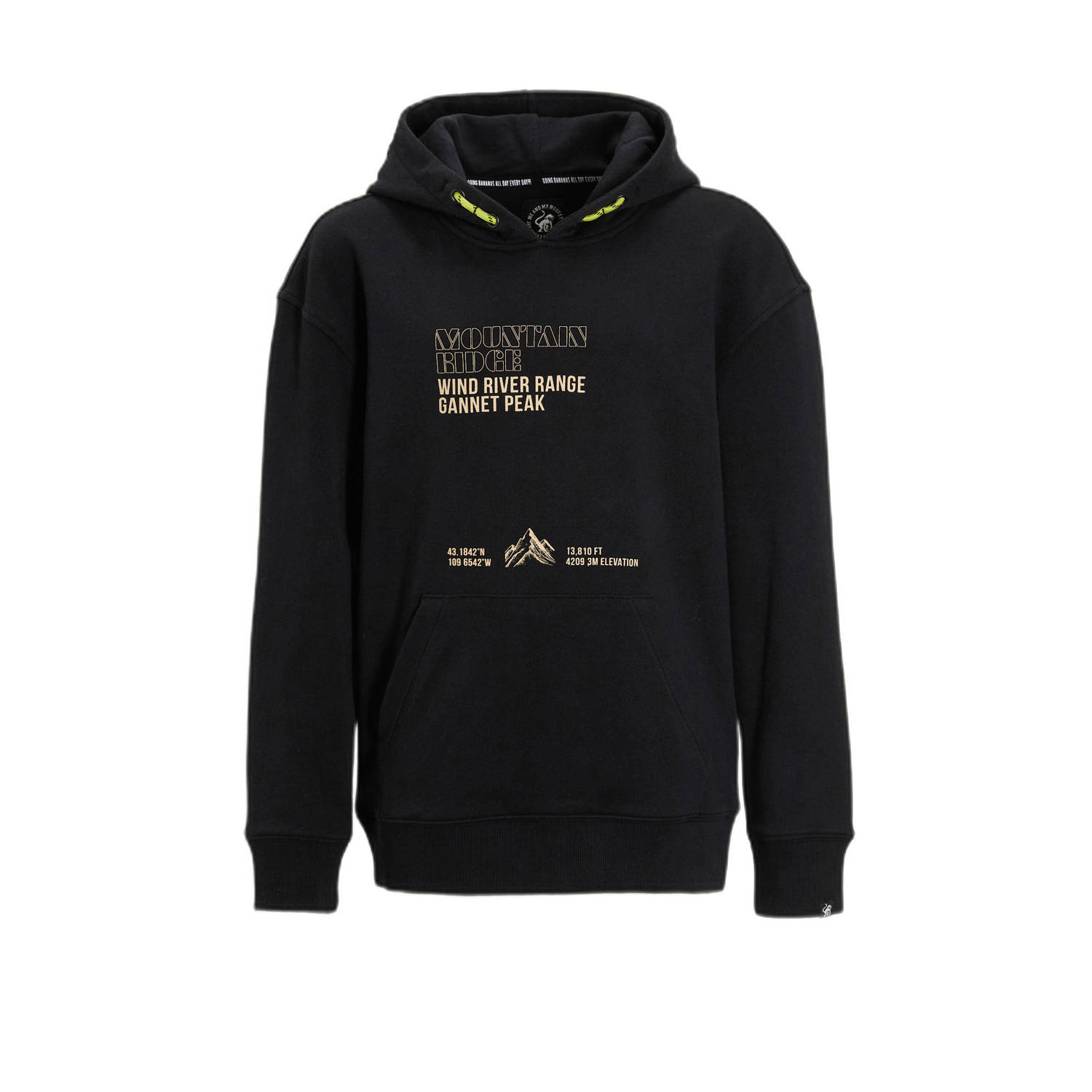 Me & My Monkey hoodie met printopdruk zwart