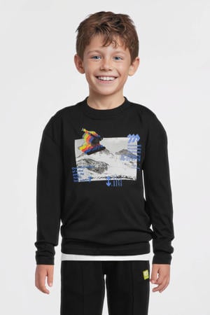longsleeve met snowboardprint zwart