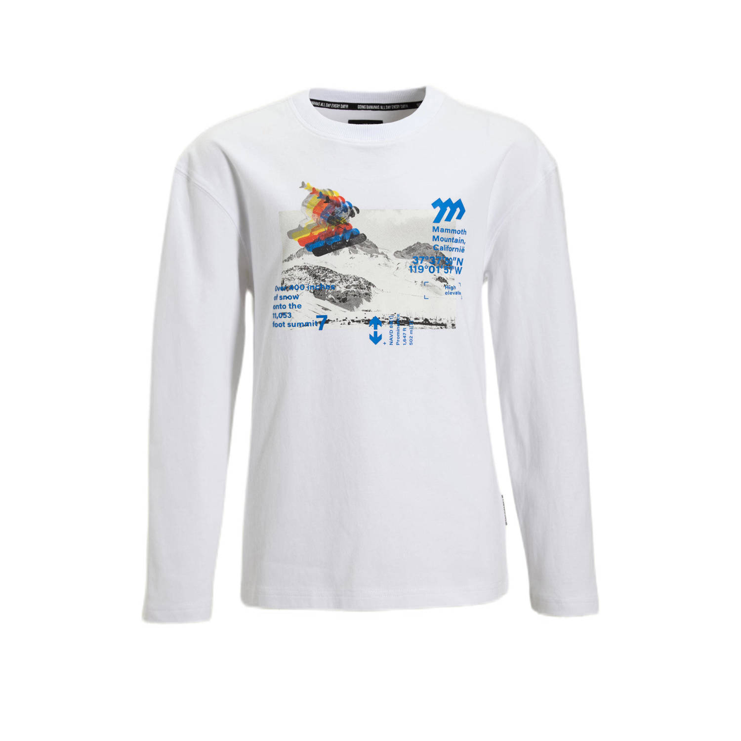 Me & My Monkey longsleeve met snowboardprint wit