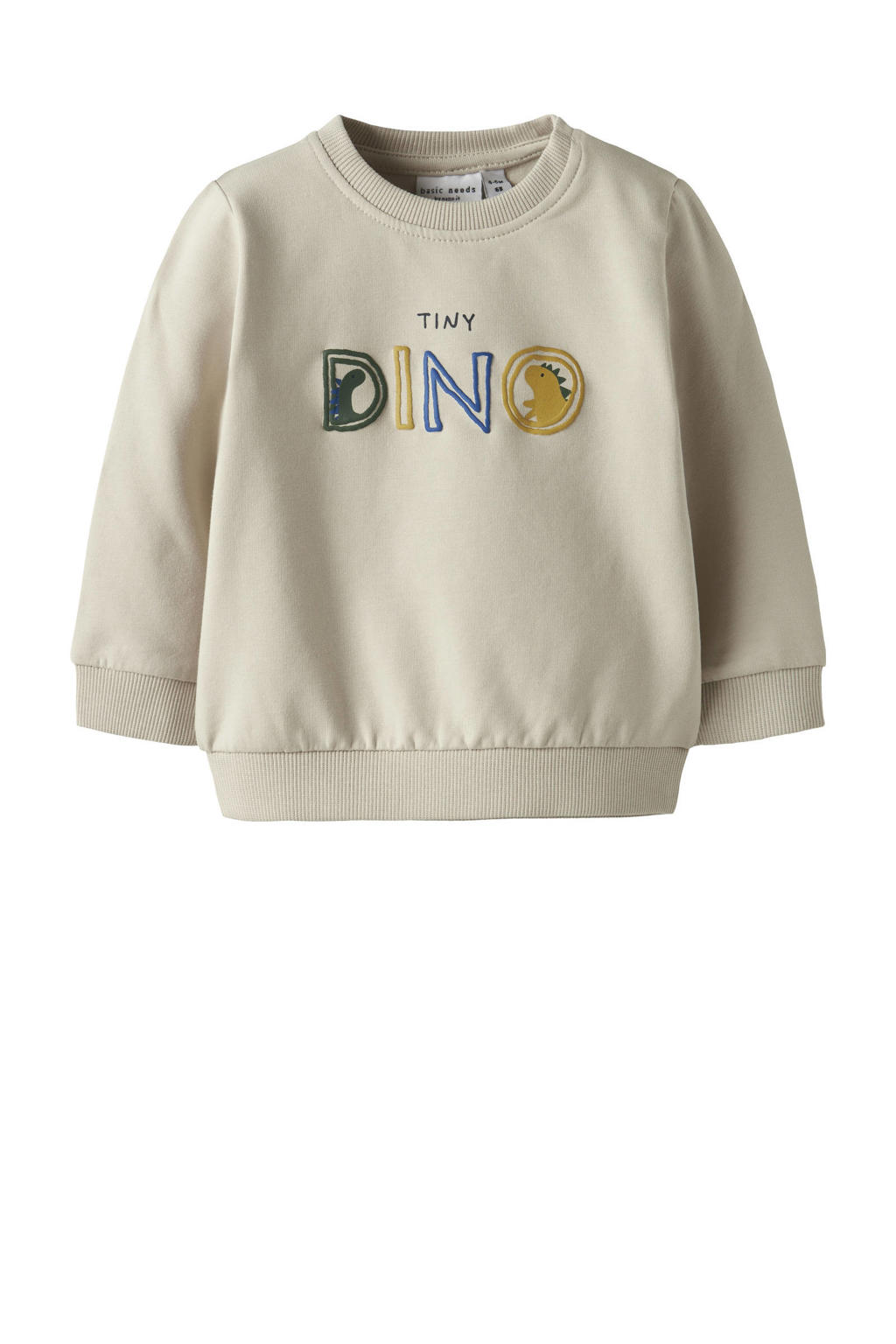 Beige jongens NAME IT BABY sweater met effen, lange mouwen en ronde hals