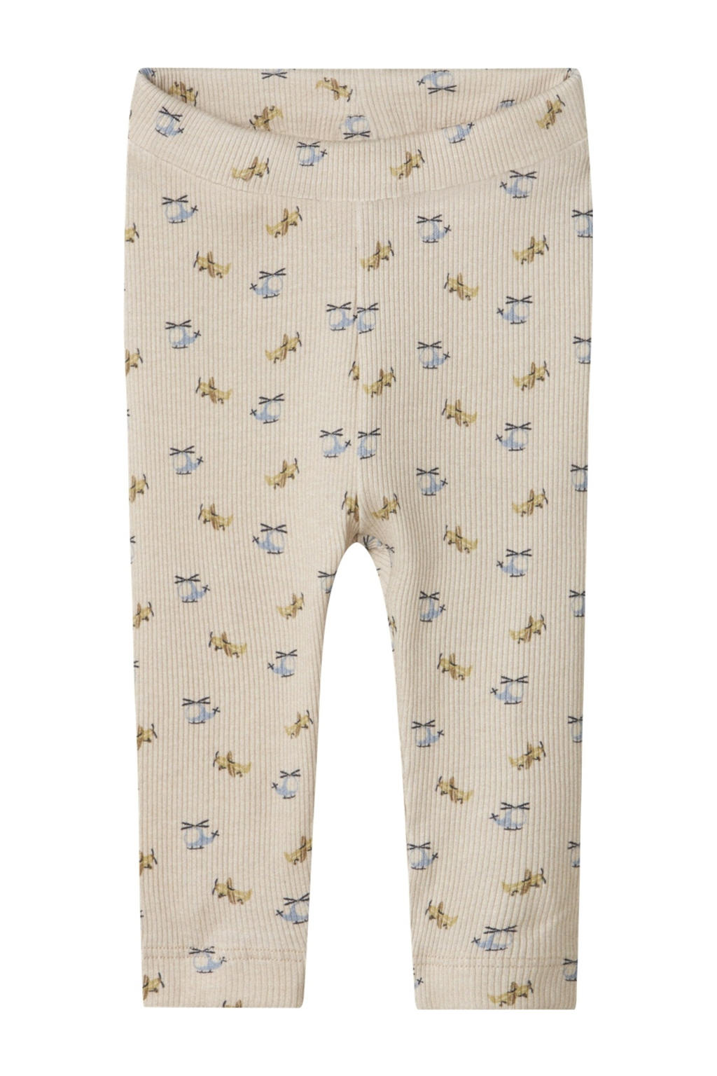 Beige jongens NAME IT BABY regular casual broek van katoen met elastische tailleband en effen